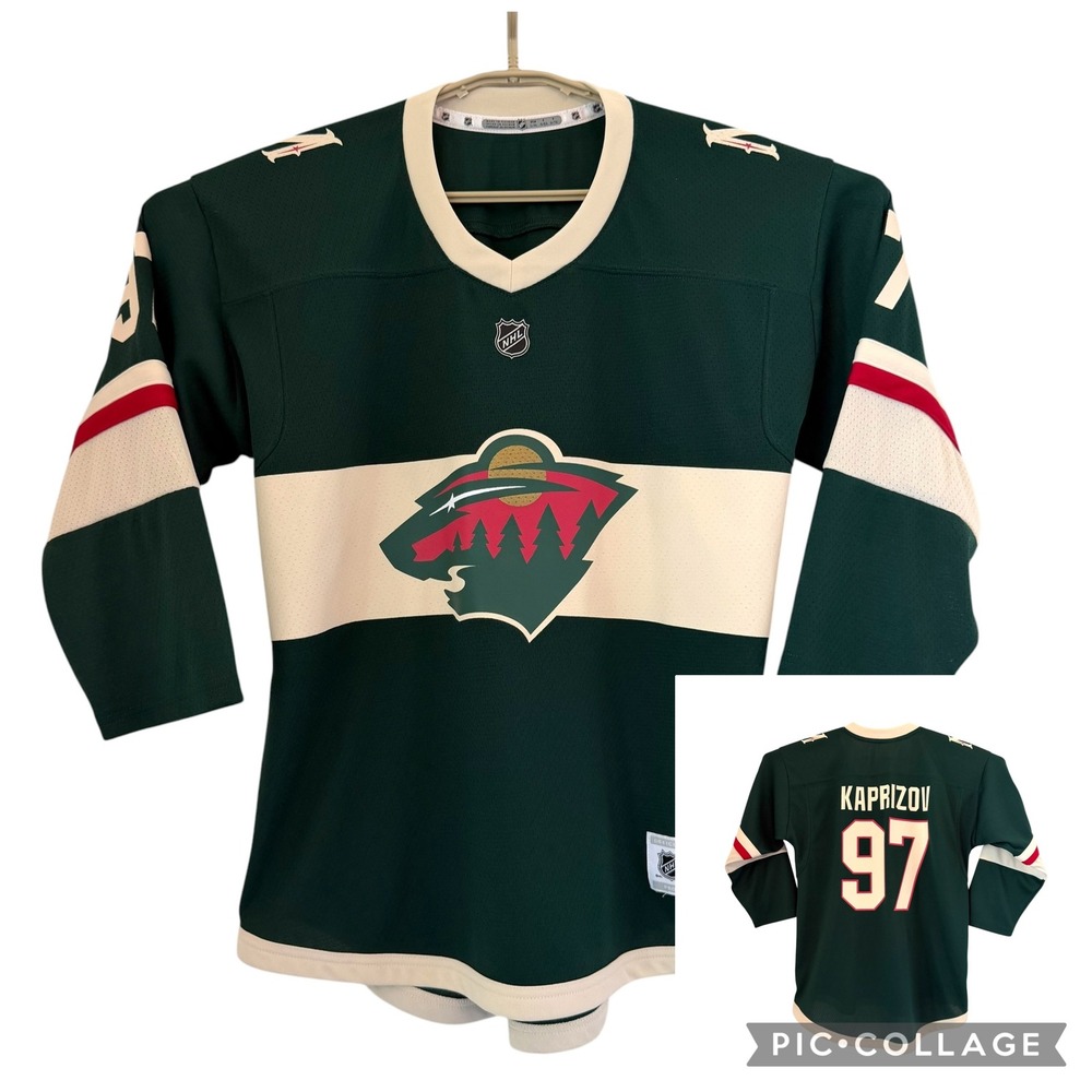 NHL Minnesota Wild Kirill Kaprizov 97 Hockey Jersey Green Youth Kids L/XL NWOT